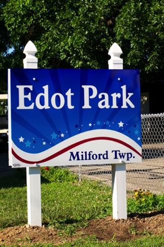 Sign at entrance of E-Dot Park