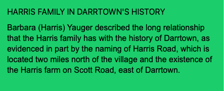 HARRIS FAMILY IN DARRTOWN'S HISTORY
Barbara (Harri
