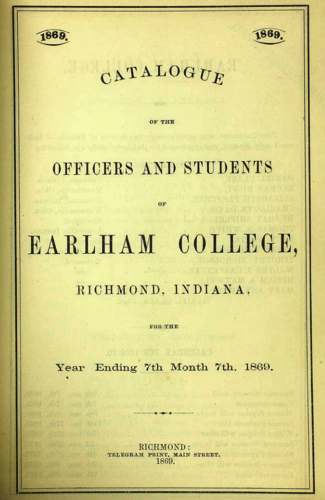 Earlham College 1869 catalogue